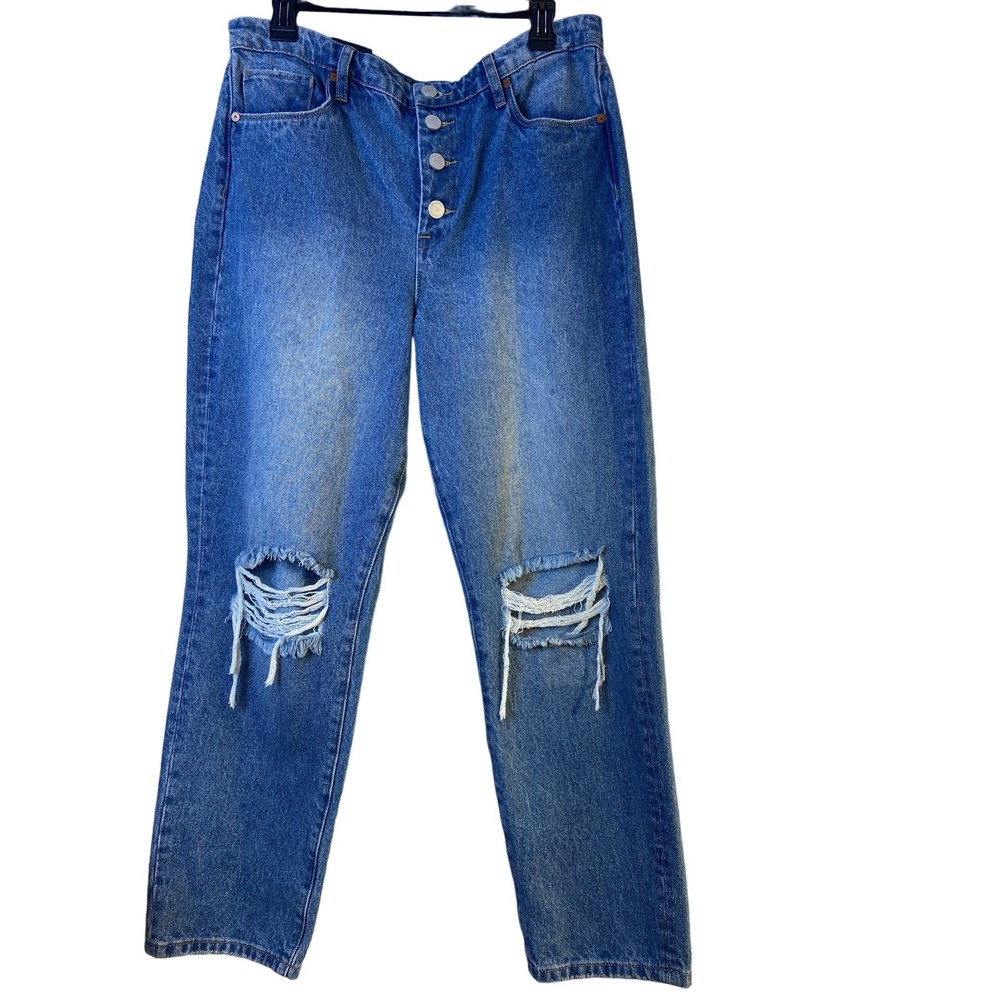 Blank NYC The Madison Crop‎ Women's Blue High Rise Distressed Jeans Size 31